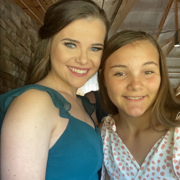 AZAZIE PEACOCK BRIDESMAID DRESS SIZE 0 - Picture 2 of 2